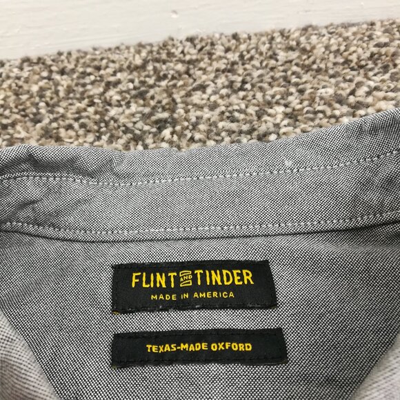Flint & Tinder Shirt Texas Made Oxford L/S Button Up Gray Mens Medium - Picture 3 of 11